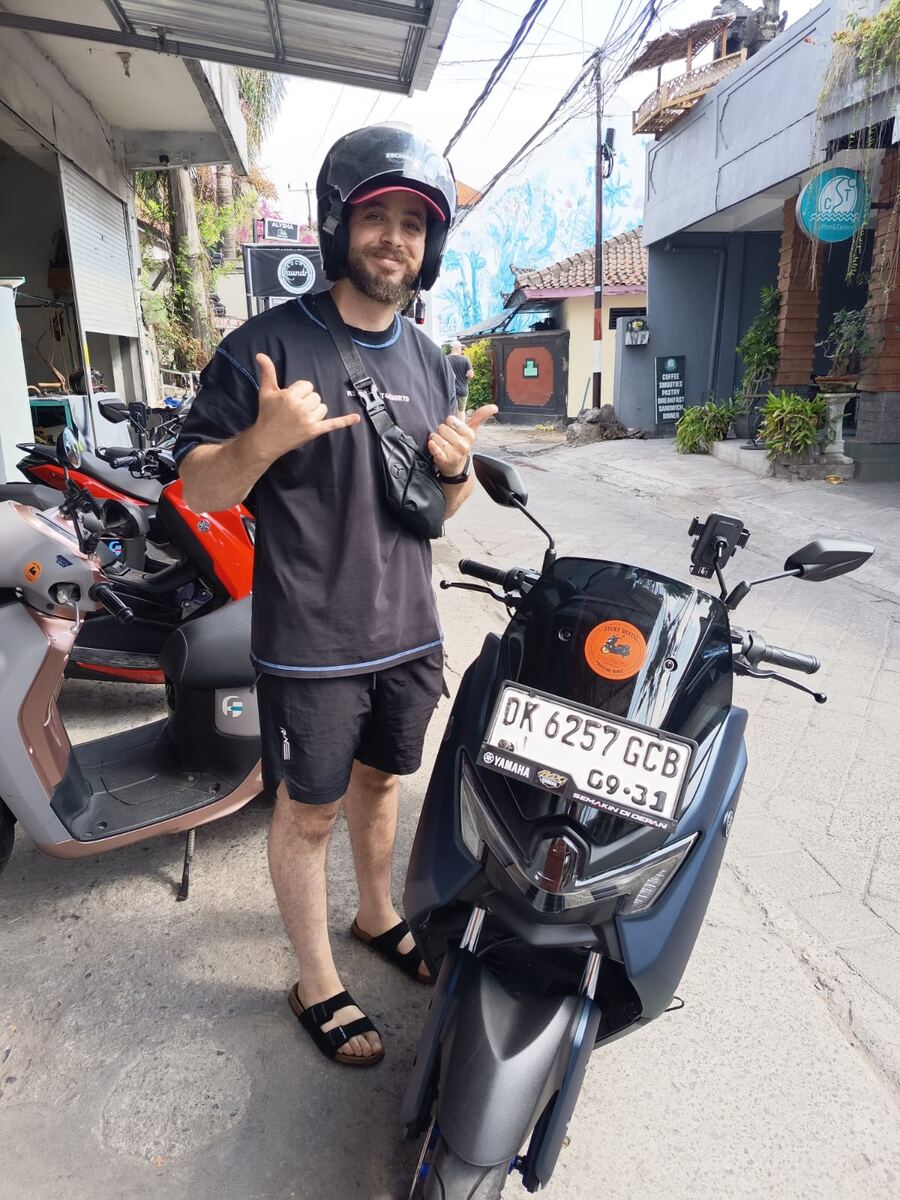 Happy rider with a Yamaha NMAX in Seminyak
